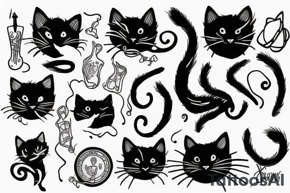 Black cat tattoo idea