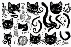 Black cat tattoo idea