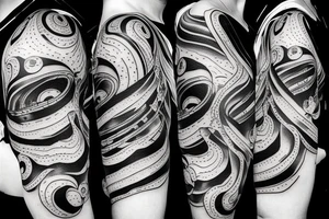 Night sky long curvy star track to hell tattoo idea