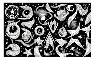 Night sky long curvy star track to hell on the rib tattoo idea