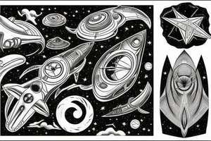 Night sky star trek on the rib tattoo idea