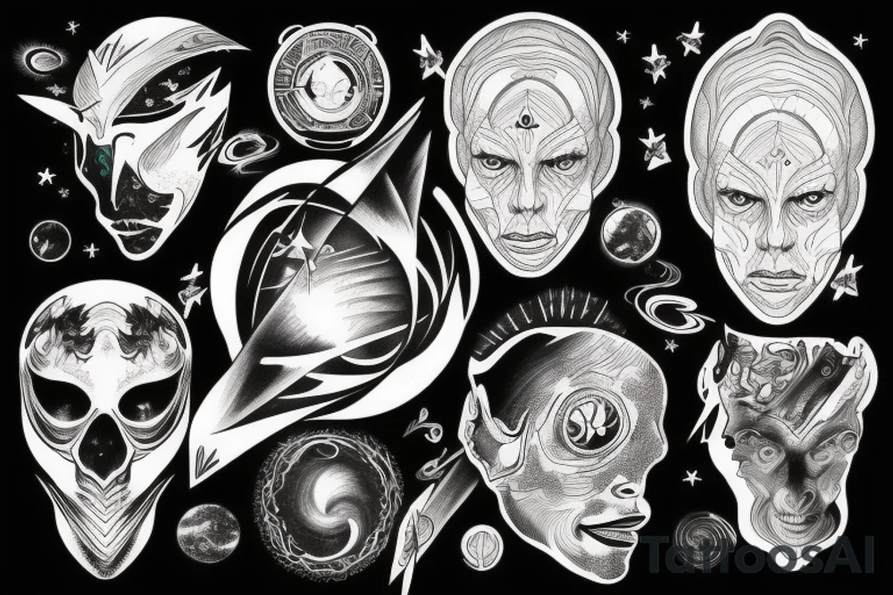 Night sky star trek on the rib tattoo idea