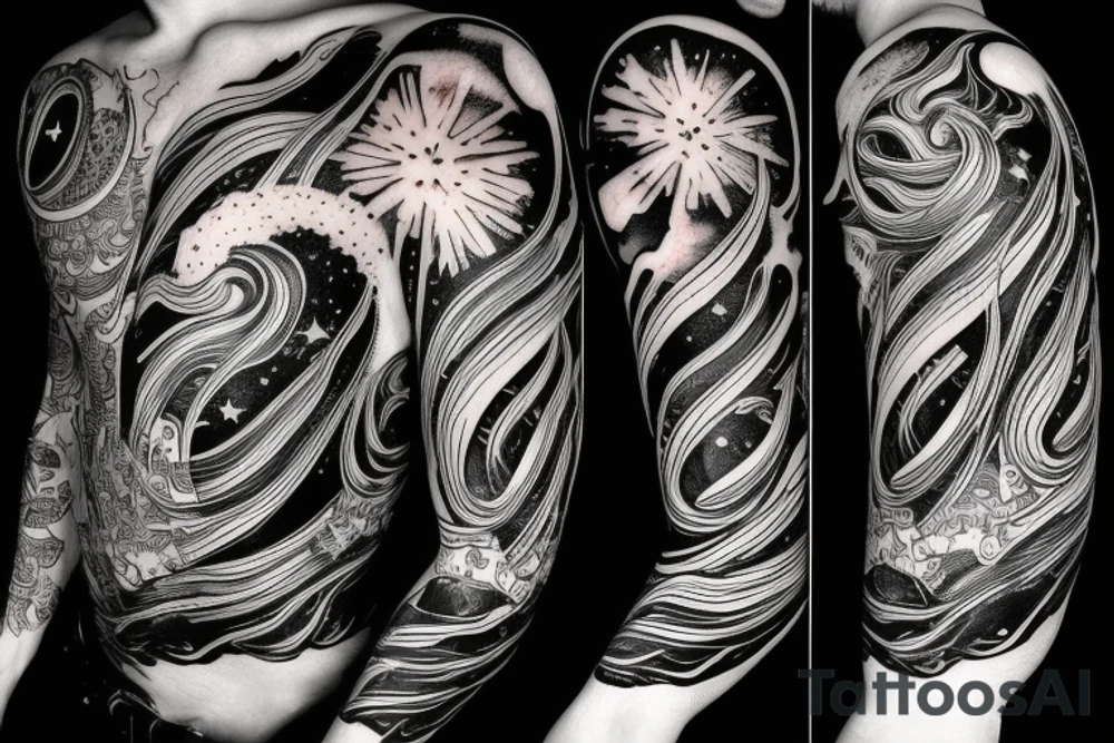 Night sky long tattoo on the rib tattoo idea