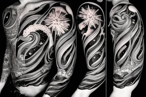 Night sky long tattoo on the rib tattoo idea