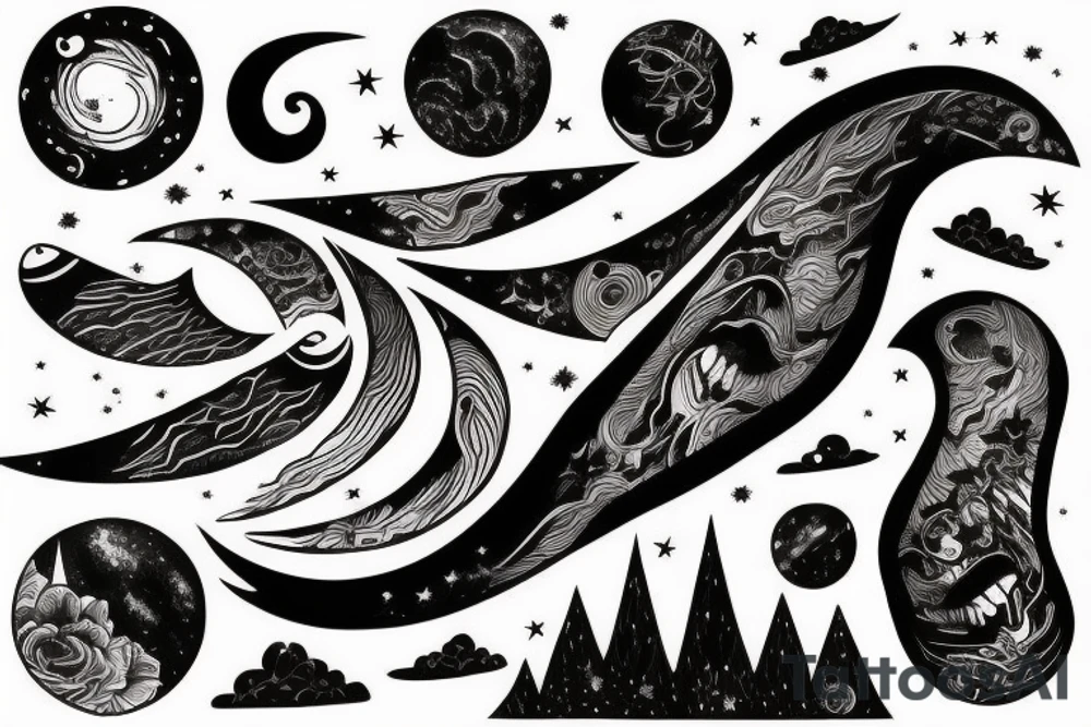 Night sky long tattoo on the rib tattoo idea