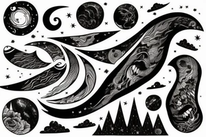 Night sky long tattoo on the rib tattoo idea