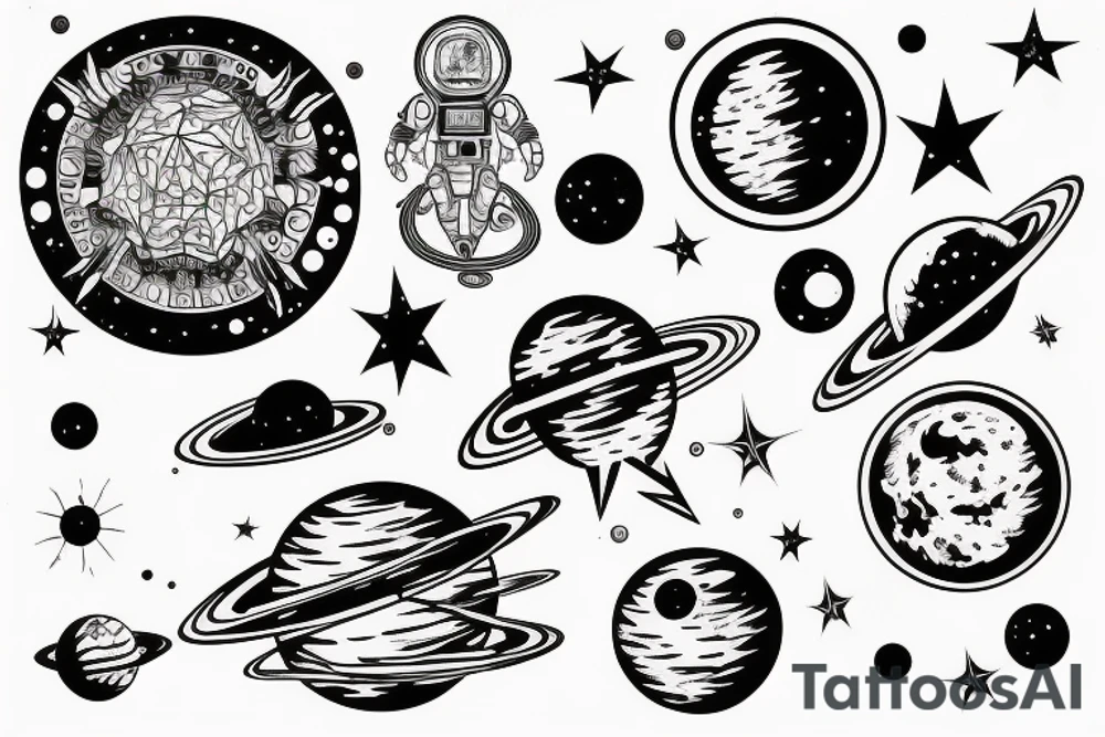 Outer space tattoo on the rib tattoo idea