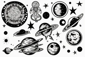 Outer space tattoo on the rib tattoo idea