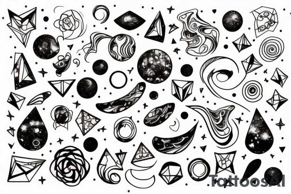 Milky way in pencil lines tattoo idea