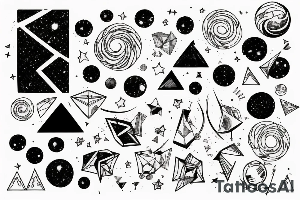 Milky way in pencil lines tattoo idea