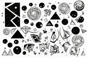 Milky way in pencil lines tattoo idea