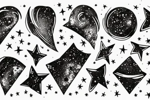 Milky way with multiple stars shown in perspective and drawn in thin pencil lines tattoo idea