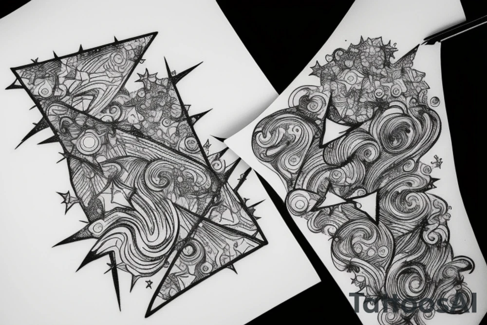 Milky way with multiple stars shown in perspective and drawn in thin pencil lines tattoo idea