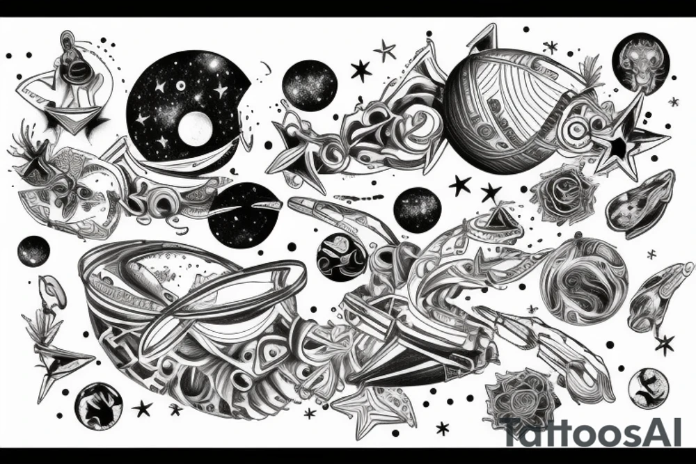 Milky way with multiple stars shown in perspective and drawn in thin pencil lines tattoo idea Milky way with multiple stars shown in perspective and drawn in thin pencil lines tattoo idea