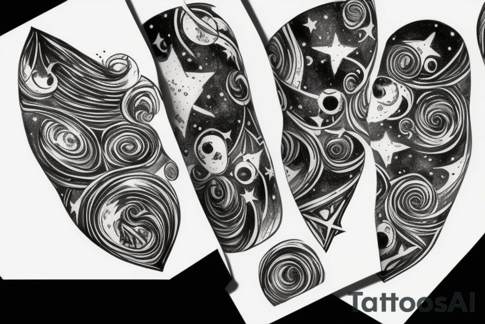 Milky way with multiple stars shown in perspective and drawn in thin pencil lines tattoo idea
