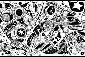 Milky way with multiple stars shown in perspective and drawn in thin pencil lines without any fill tattoo idea