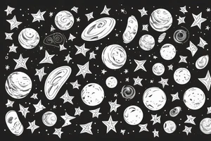 Milky way with multiple stars shown in perspective and drawn in thin pencil lines without any fill tattoo idea