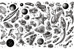 Milky way with multiple stars shown in perspective and drawn in thin pencil lines without any filling tattoo idea