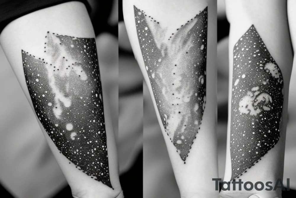 Milky way with multiple stars shown in perspective and drawn in thinnest pencil lines without any filling tattoo idea