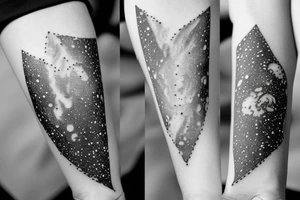 Milky way with multiple stars shown in perspective and drawn in thinnest pencil lines without any filling tattoo idea