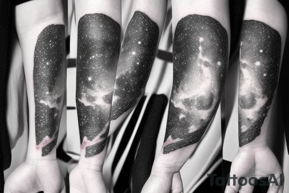 Milky way with multiple stars shown in perspective and drawn in thinnest pencil lines without any filling tattoo idea