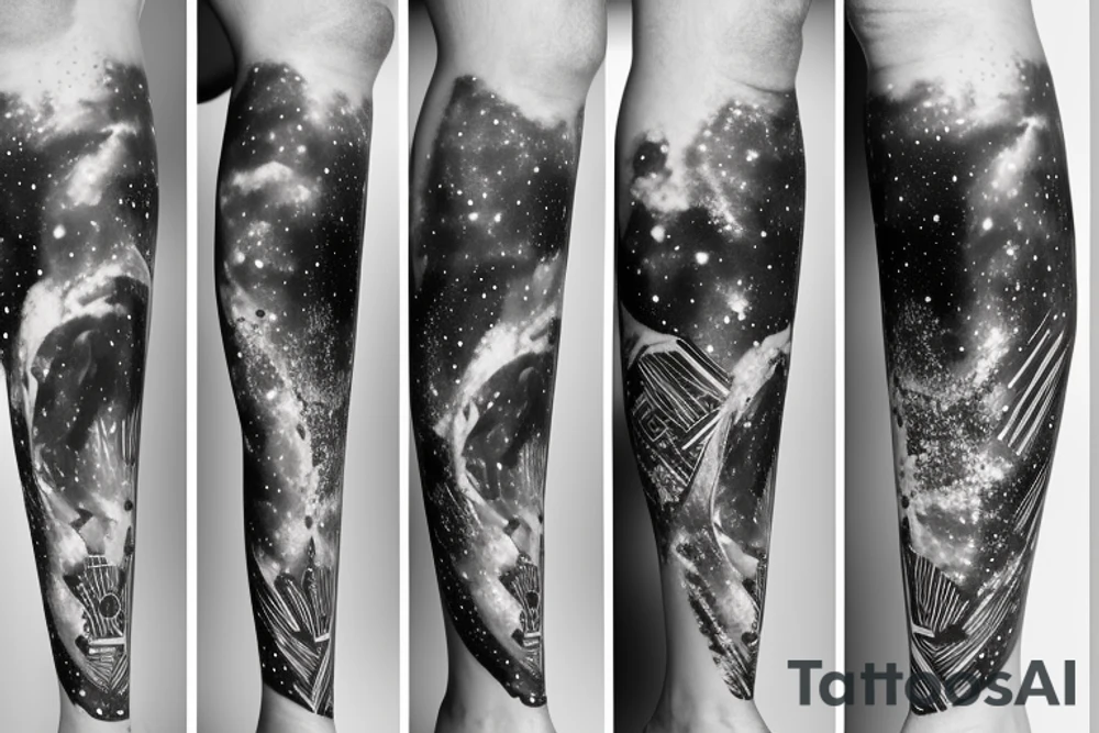 Milky way along the leg tattoo idea