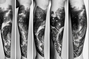 Milky way along the leg tattoo idea