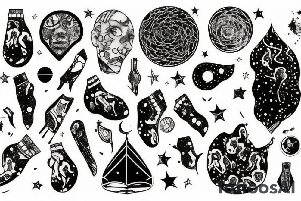Milky way along the leg tattoo idea