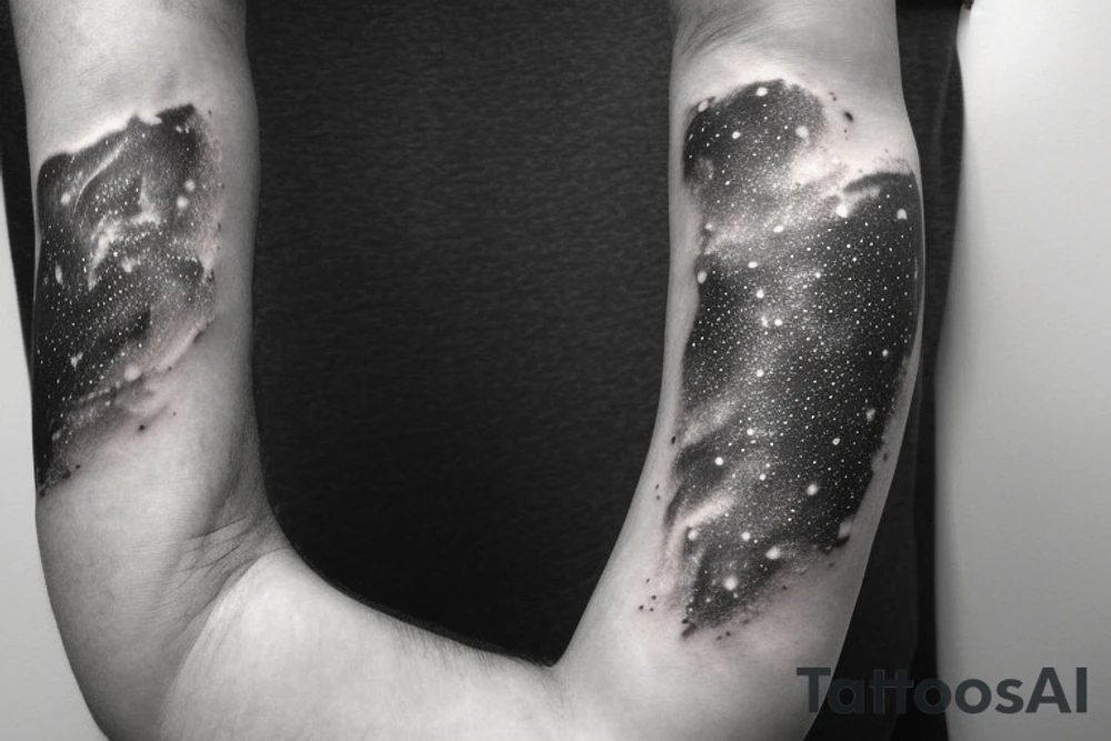 Thin Milky way in perspective along inner arm without filling tattoo idea