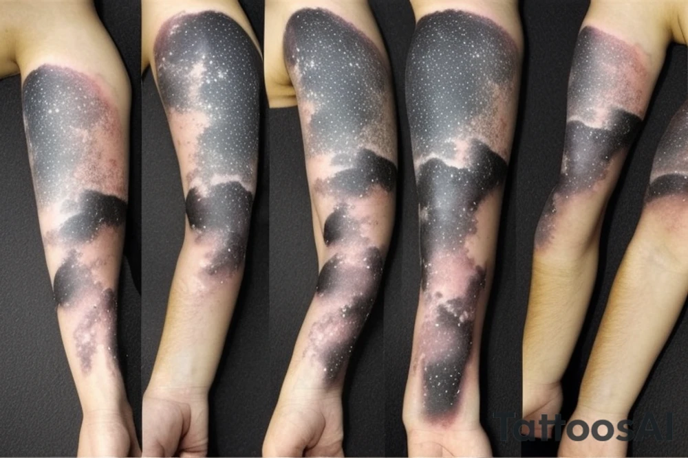 Thin Milky way in perspective along inner arm without filling tattoo idea