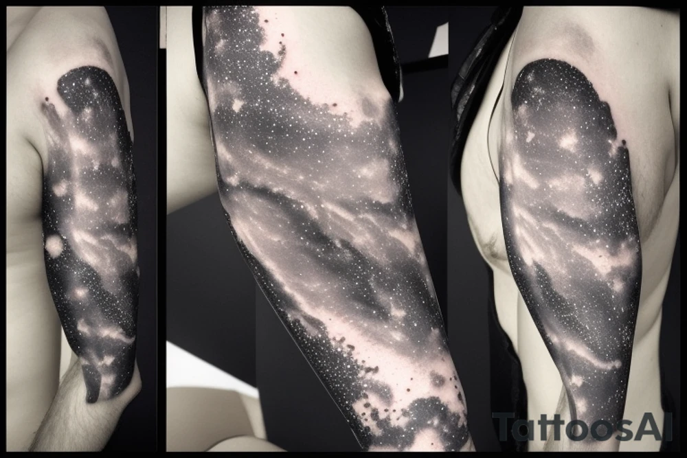 Thin Milky way in perspective along inner arm without filling tattoo idea