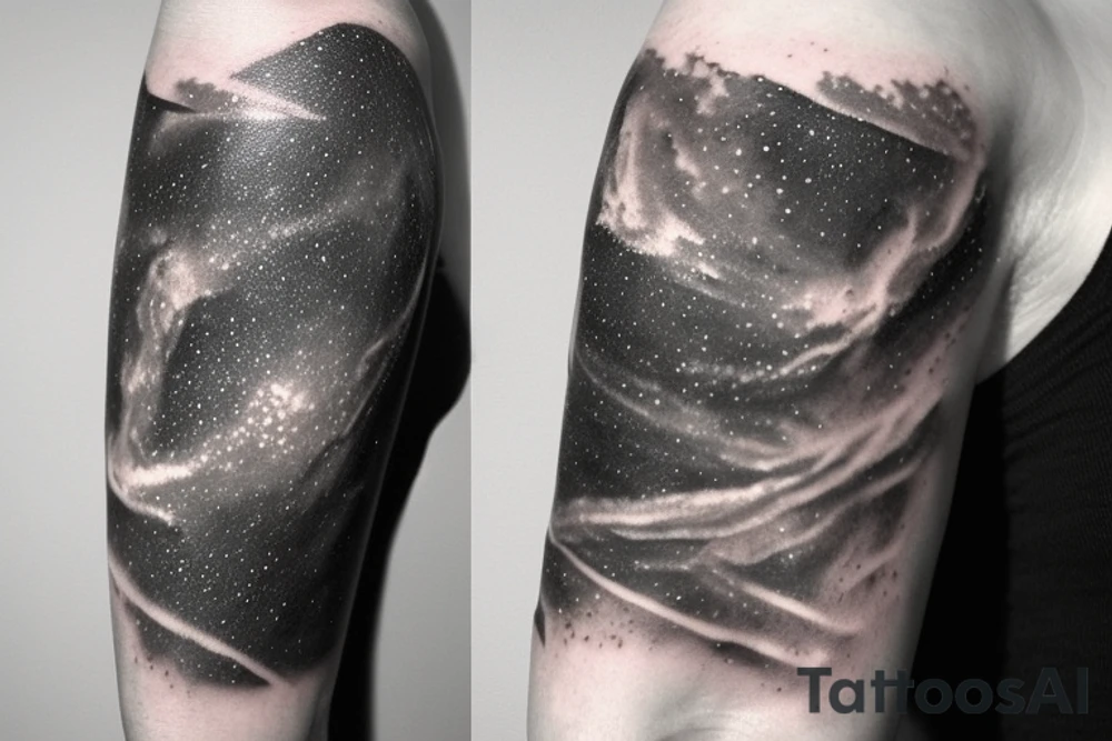 Thin Milky way in perspective along inner arm without filling tattoo idea