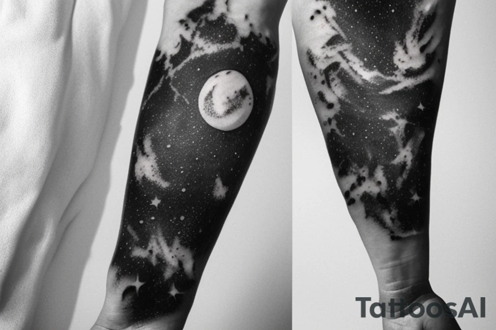 Thin Milky way in perspective along inner arm without filling tattoo idea