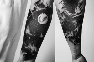 Thin Milky way in perspective along inner arm without filling tattoo idea