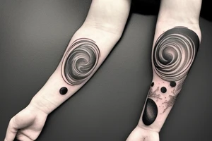 Thin Milky way in perspective along inner arm without filling tattoo idea