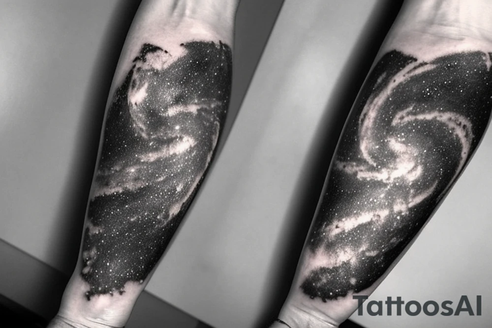 Thin Milky way in perspective along inner arm without filling tattoo idea