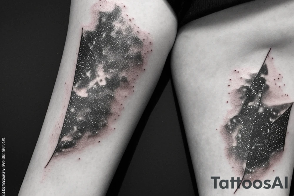 Thin Milky way in perspective along inner arm without filling tattoo idea