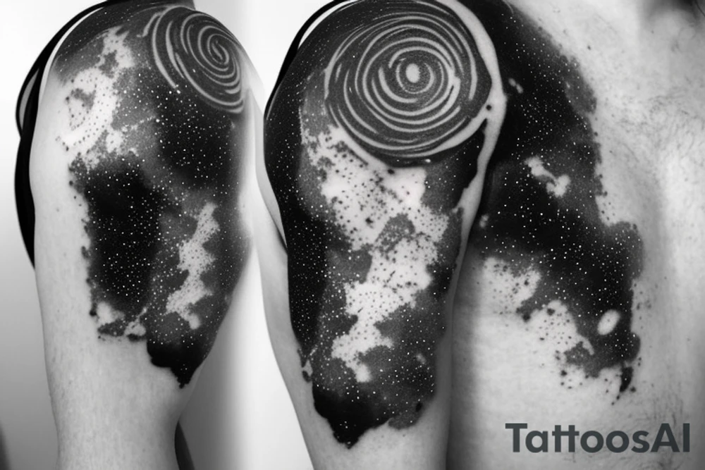 Thin Milky way in perspective along inner arm without filling tattoo idea