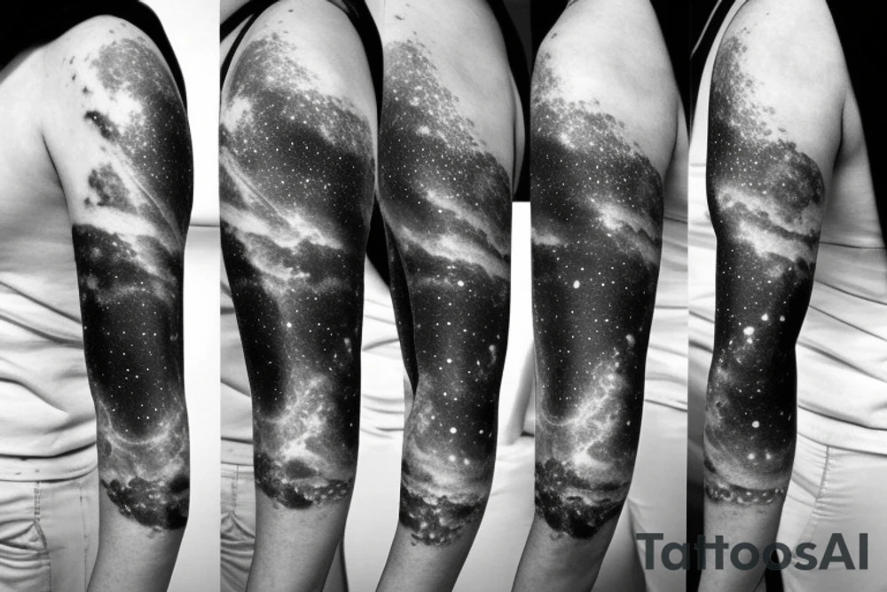 Thin Milky way in perspective along inner arm without filling tattoo idea