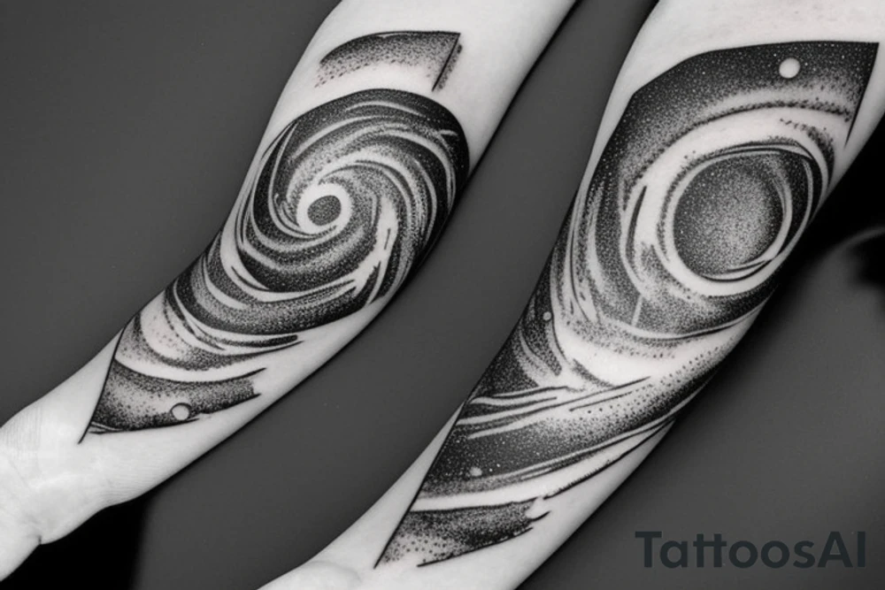 Thin Milky way in perspective along inner arm without filling tattoo idea