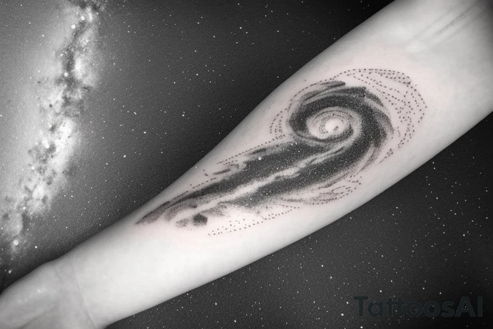 Thin Milky way in perspective along inner arm without filling tattoo idea