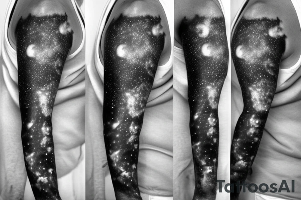 Thin Milky way in perspective along inner arm without filling tattoo idea
