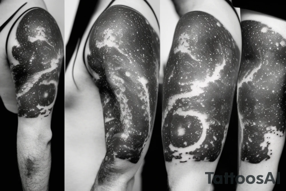 Thin Milky way in perspective along inner arm without filling tattoo idea