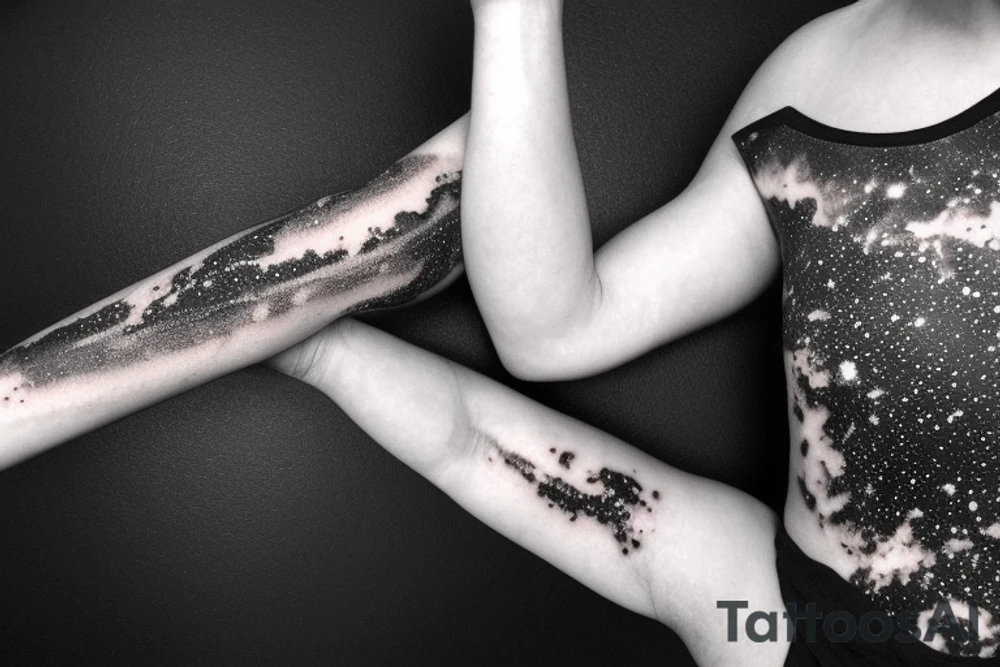 Thin Milky way in perspective along inner arm without filling tattoo idea
