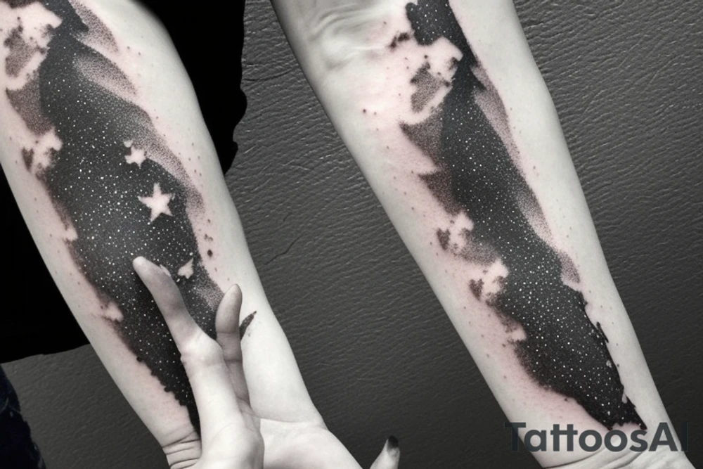 Thin Milky way in perspective along inner arm without filling tattoo idea