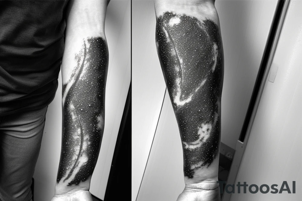 Thin Milky way in perspective along inner arm without filling tattoo idea