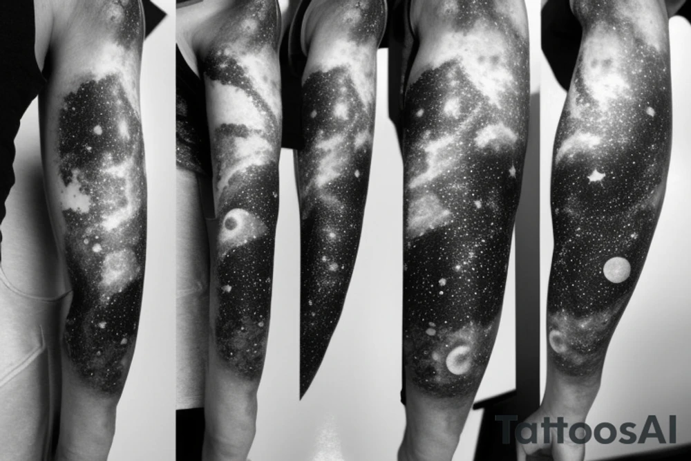 Thin Milky way in perspective along inner arm without filling tattoo idea
