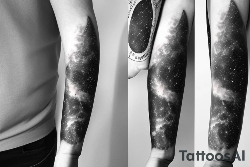 Thin Milky way in perspective along inner arm without filling tattoo idea