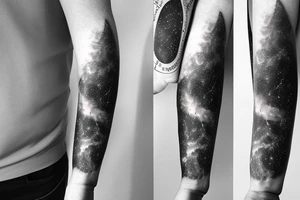 Thin Milky way in perspective along inner arm without filling tattoo idea