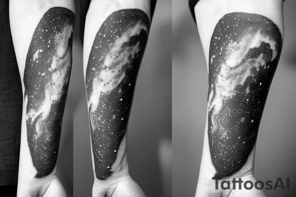 Thin Milky way in perspective along inner arm without filling tattoo idea